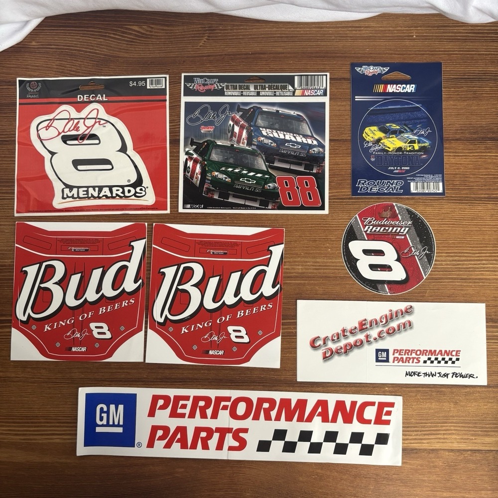 Dale Earnhardt Jr NASCAR Decal Sticker Lot Budweiser Menards GM Performance